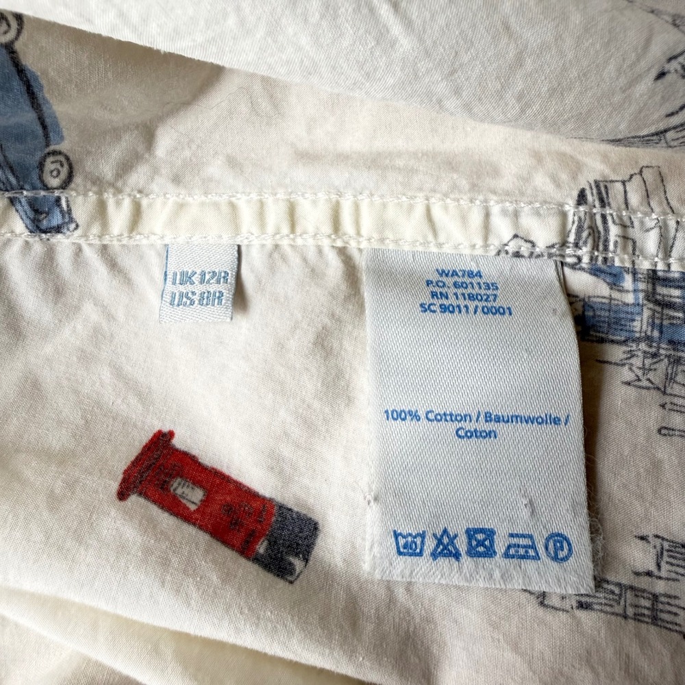 Boden White Button-Down Shirt with Red & Blue London Prints - Picture 9 of 10